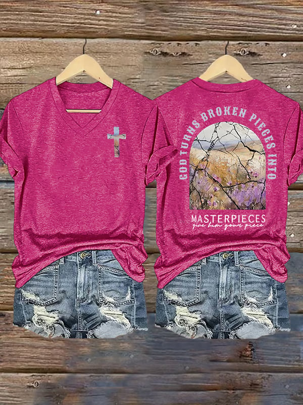 Women's God Turns Broken Pieces Into Masterpieces Christian Tops Comfort Colors T-Shirt
