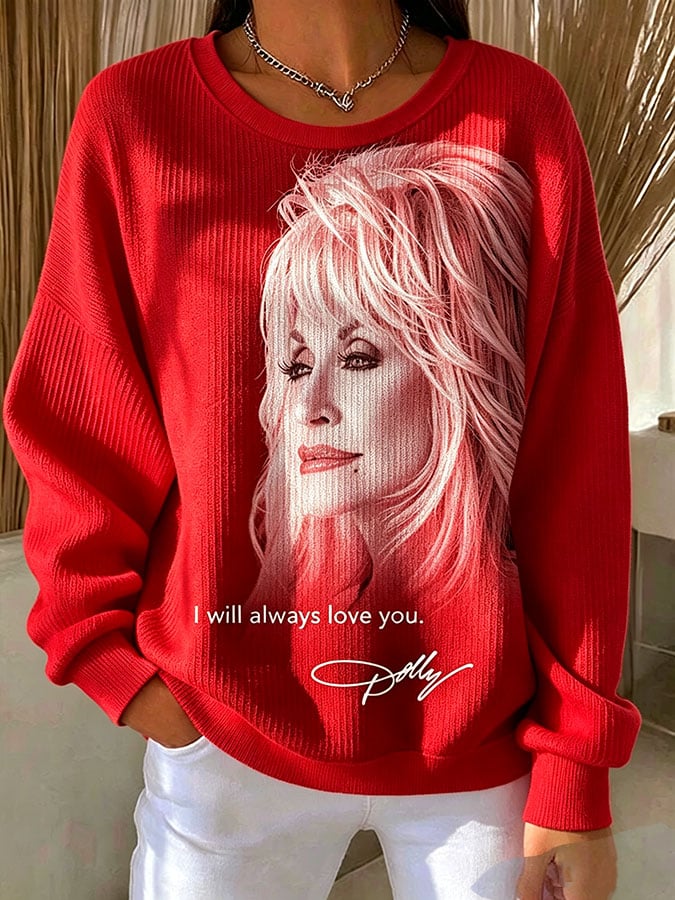 Women's Casual Print Long Sleeve Knit Top