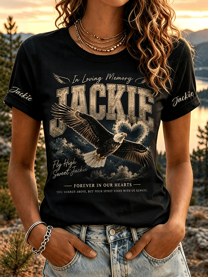 Soar Forever Above Bear Mountain, Fly Freely, Jackie! Printed Short-Sleeved T-Shirt