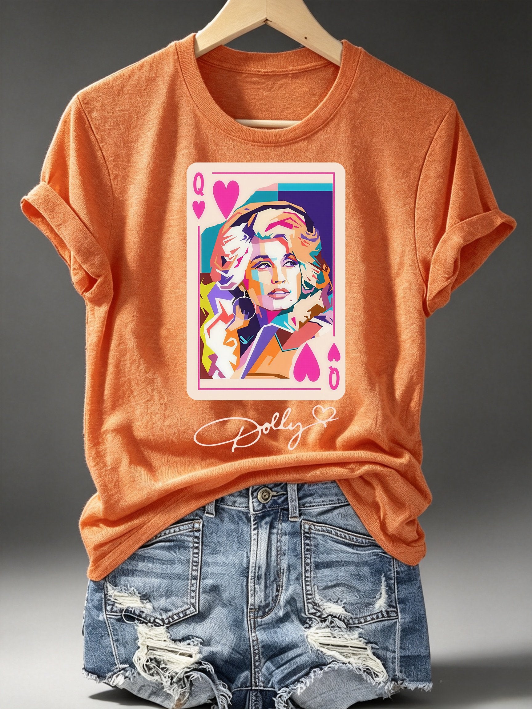 Women's Queen of Hearts Shirt Country Music Graphic Print T-Shirt