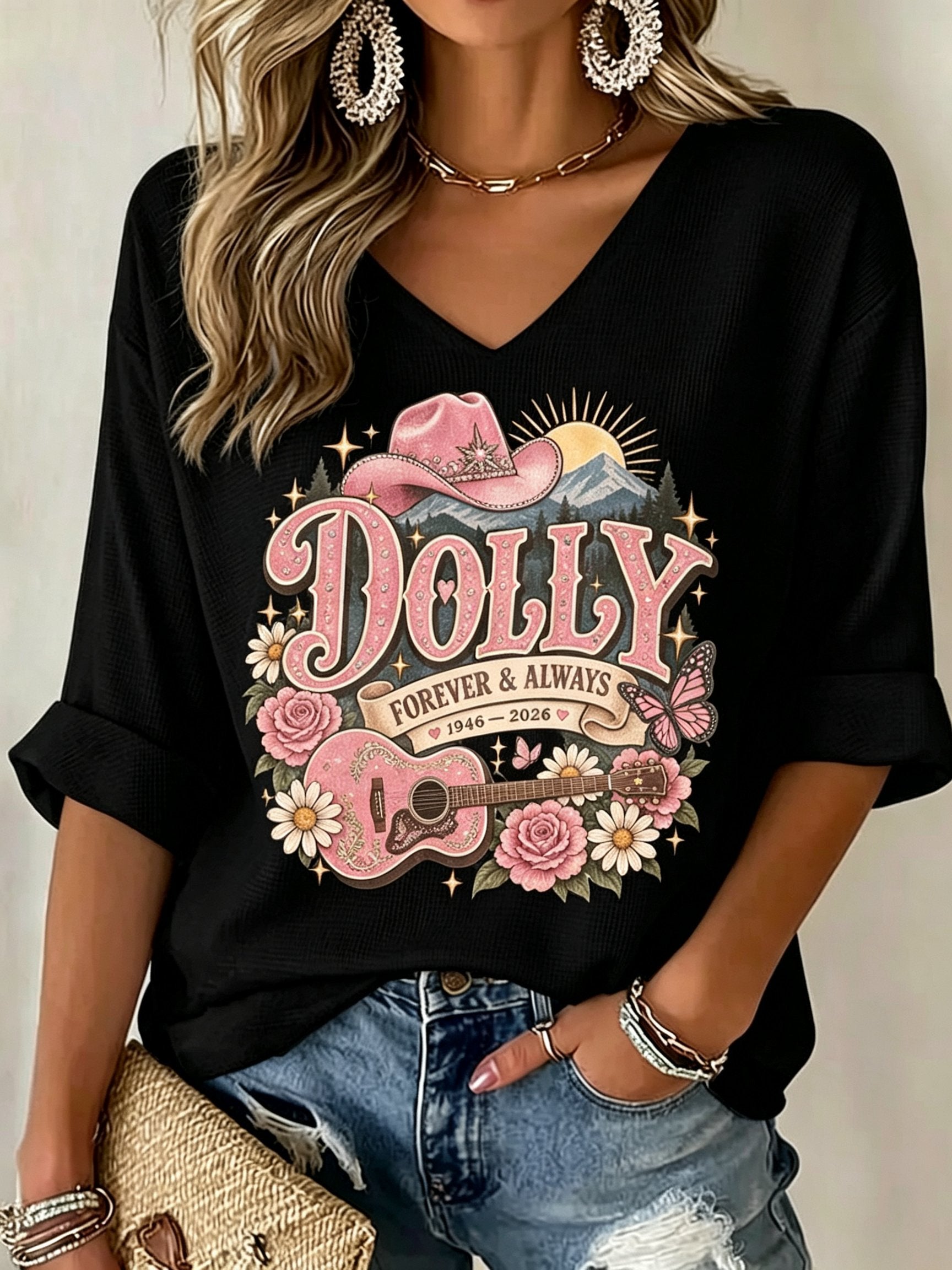 Women's Dolly Parton Memorial Print T-shirt