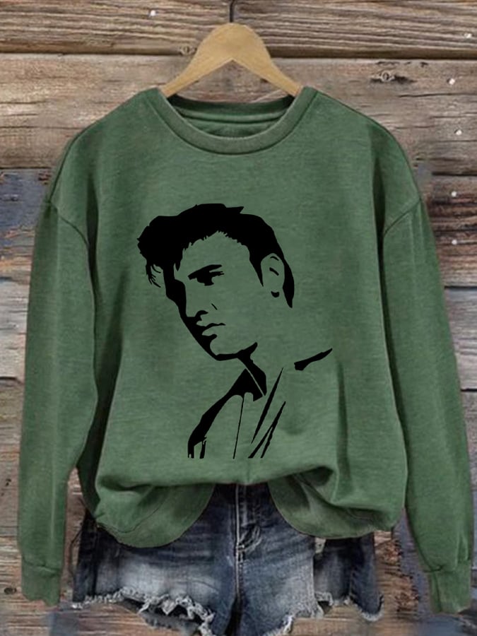 Retro King Of Rock Roll Print Sweatshirt