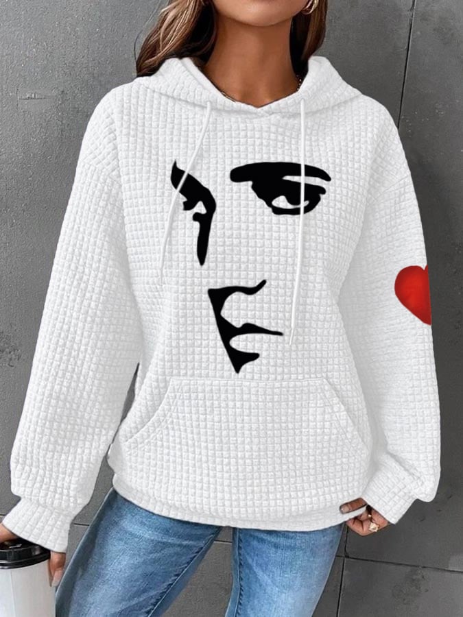 Women's Silhouette Print Souvenir Waffle Hoodie