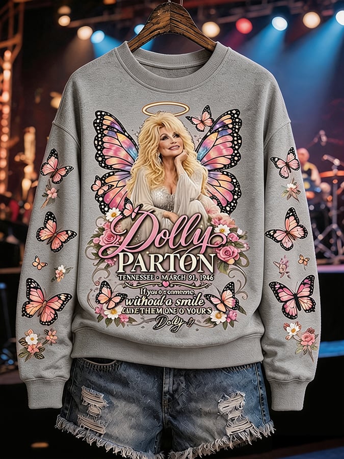 Women's Country Music Legend Tribute Print Casual Sweatshirt