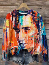 Women's Vintage Art Printed Round Neck Sweatshirt