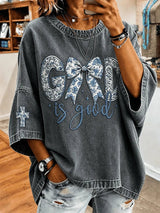 Women's God Is Good Faith Cross Print Hooded Sweatshirt