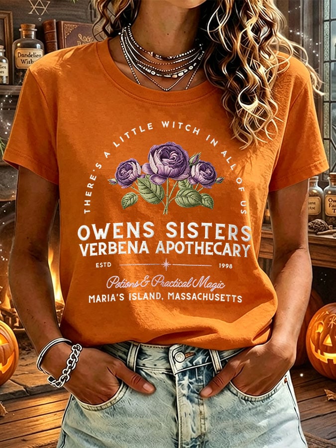 Women's Owens Sisters Apothecary Witch Print Casual T-shirt