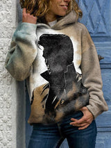 Women's Vintage Print Casual Hooded Sweatshirt