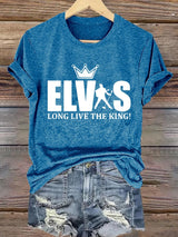 Retro King Of Rock Roll Long Live The King Print T-Shirt