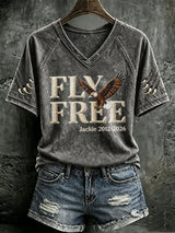Women's Fly Free Jackie Print Casual T-shirt