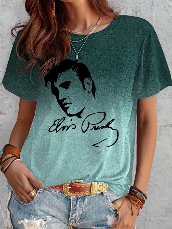Women's Gradient Round Neck Loose Casual T-Shirt