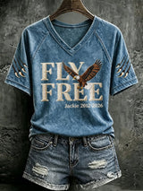 Women's Fly Free Jackie Print Casual T-shirt
