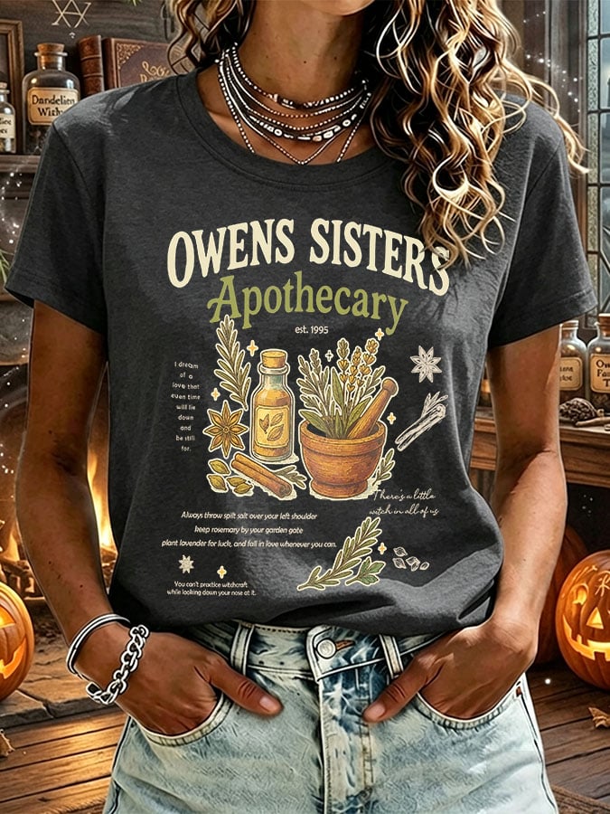 Women's Owens Sisters Apothecary Witch Print Casual T-shirt