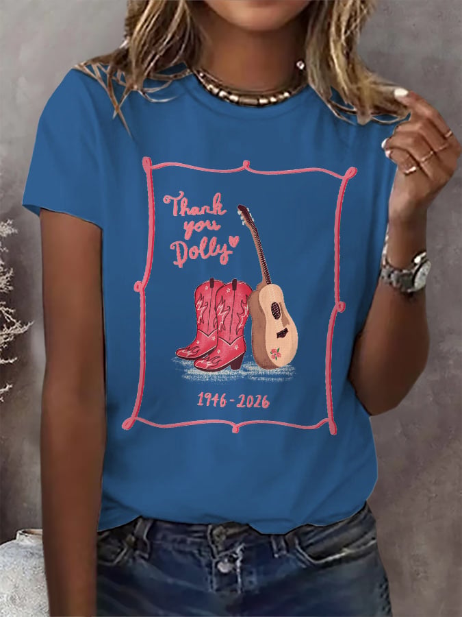 Retro Thank You Dolly Print T-Shirt