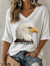 Women's Fly Free Jackie Print V Neck T-Shirt