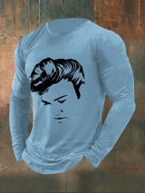 Men's Vintage Print Long Sleeve Top