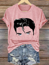 Retro King Of Rock Roll Print T-Shirt