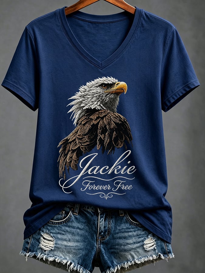 Women's Casual Bald Eagle "Jackie" Print Top
