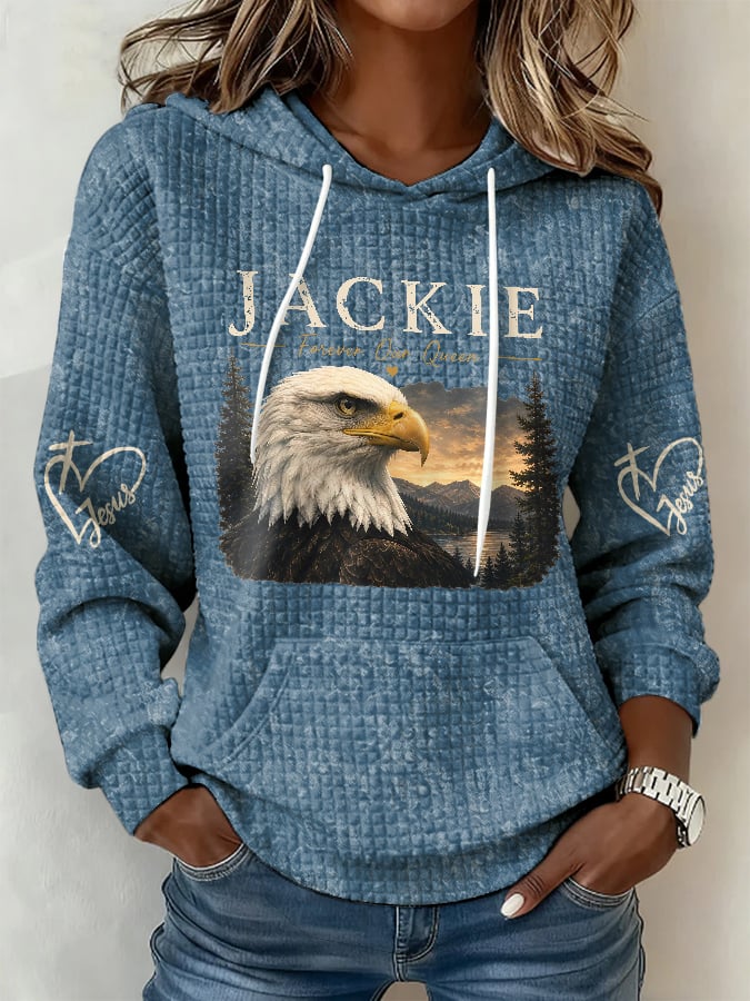 Retro Jackie Forever Our Queen Print Hoodie