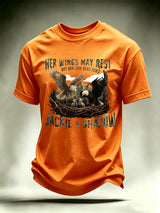 Men's HER WINGS MAY REST Print Crew-Neck T-Shirt