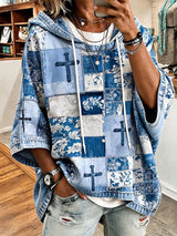 Women's Faith Cross Print Hooded Sweatshirt