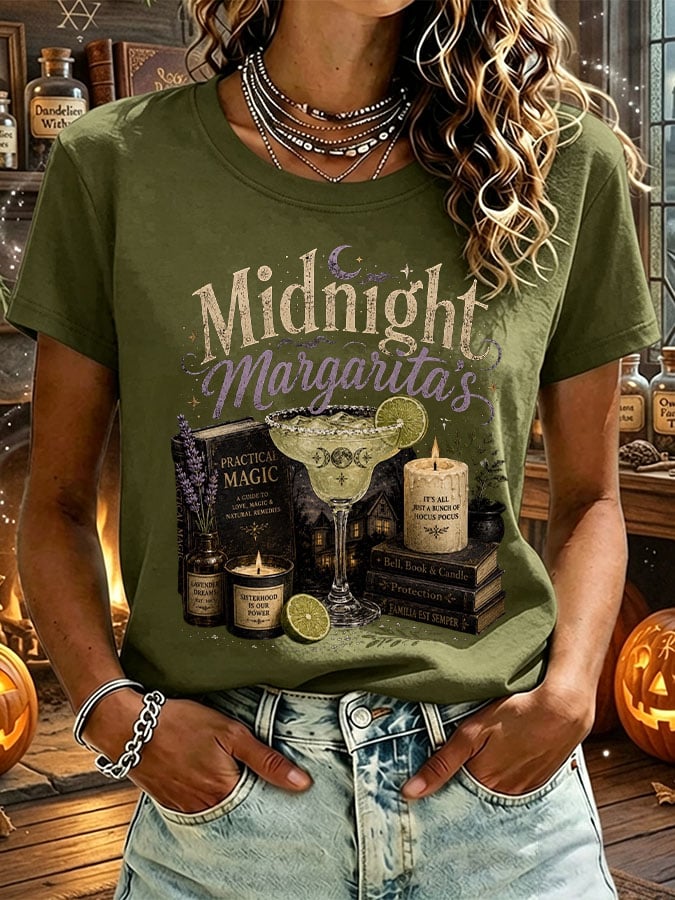 Women's Midnight Margaritas Print Casual T-shirt