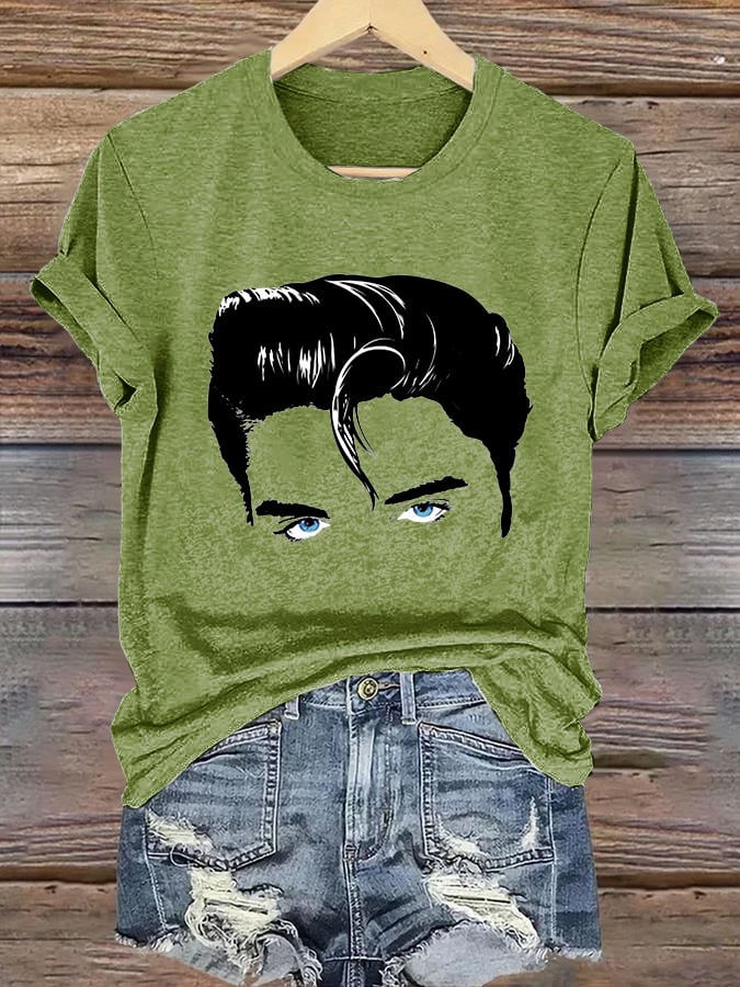 Retro King Of Rock Roll Print T-Shirt