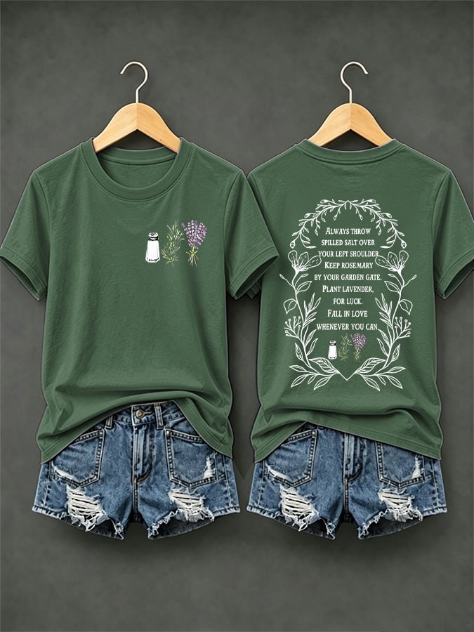 Women's Always Throw Spilled Salt Over Your Left Shoulder Print Casual T-shirt