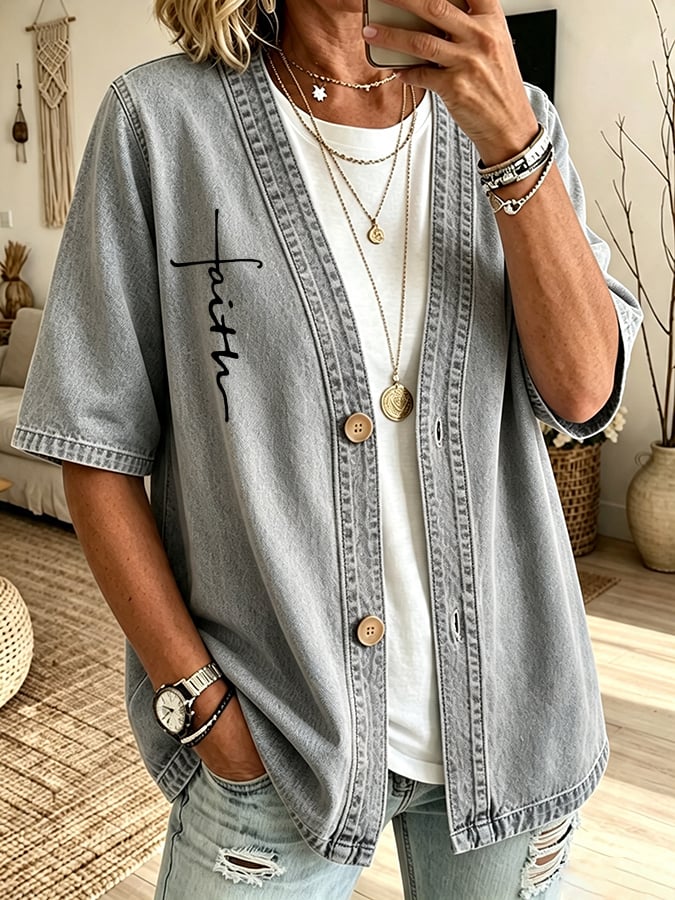 Women's Faith  Print Cardigan