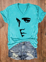 Women's Silhouette Print Souvenir V-Neck T-Shirt
