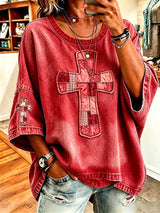 Women's God Is Good Faith Cross Print Hooded Sweatshirt