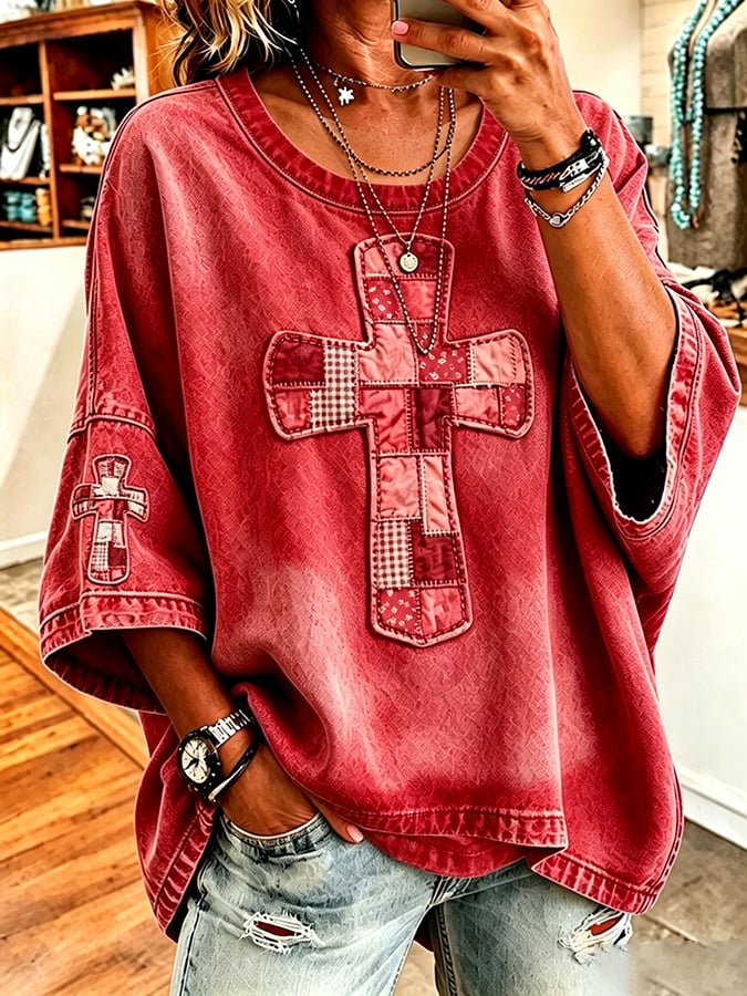 Women's God Is Good Faith Cross Print Hooded Sweatshirt