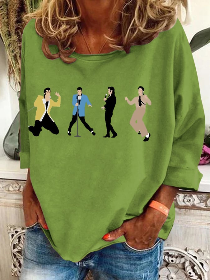Retro King Of Rock Roll Print Sweatshirt