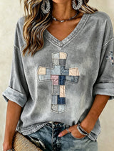 Women's God Is Good Faith Cross Print Hooded Sweatshirt