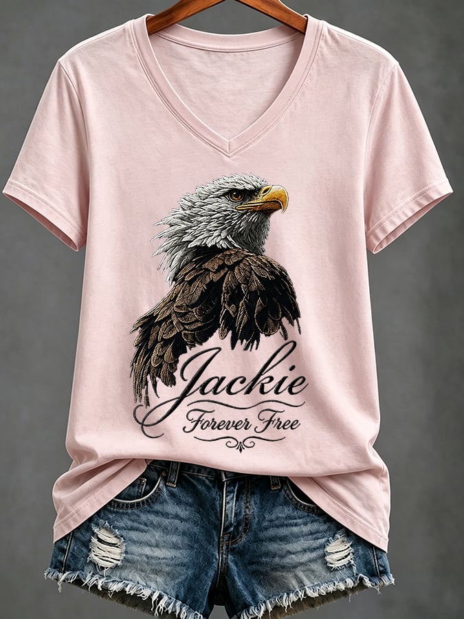 Women's Casual Bald Eagle "Jackie" Print Top