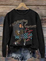 Retro King Of Rock Roll Print Sweatshirt