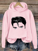 Retro King Of Rock Roll Printed Hoodie