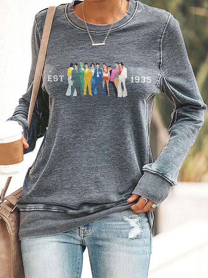 King Of Rock Roll Print Sweatshirt