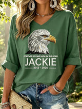 Women's Forever Over Big Bear Print V Neck Top