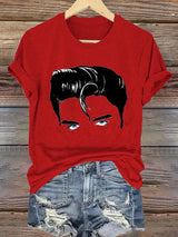 Retro King Of Rock Roll Print T-Shirt