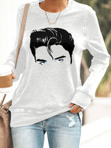 Retro King Of Rock Roll Print Sweatshirt