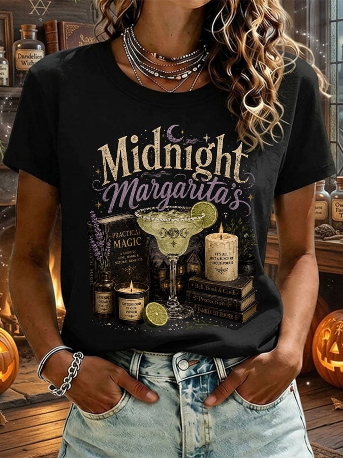 Women's Midnight Margaritas Print Casual T-shirt