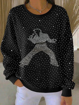 Women's King Of Rock Roll Printed Rhinestone Sweatshirt