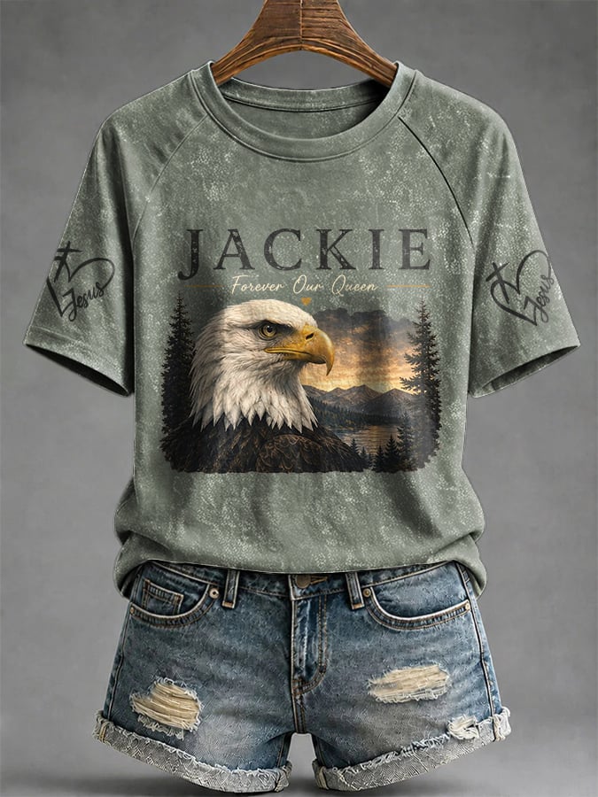 Retro Jackie Forever Our Queen Print T-Shirt