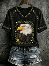 V Neck Retro Jackie Forever Our Queen Print T-Shirt