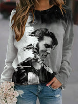Women's Vintage Printed Round Neck Sweatshirt