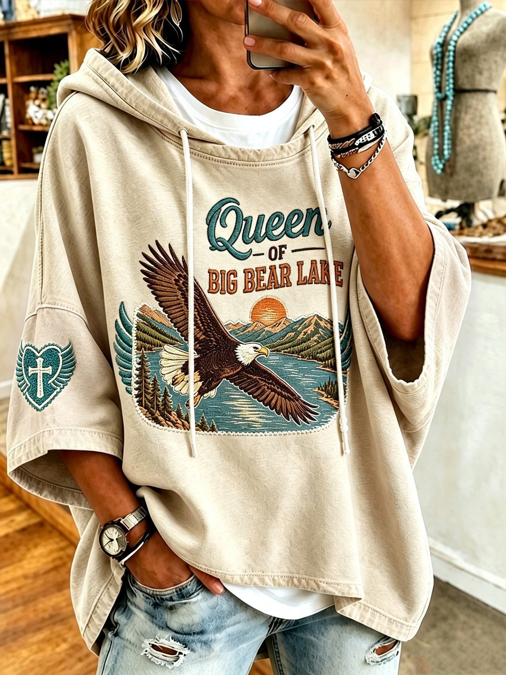 Women'S Casual Bald Eagle "Jackie" Print Top
