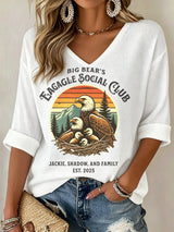 Women's Jackie The Eagle Print V Neck Top