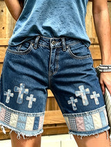 Women's God Is Good Faith Cross Print Shorts