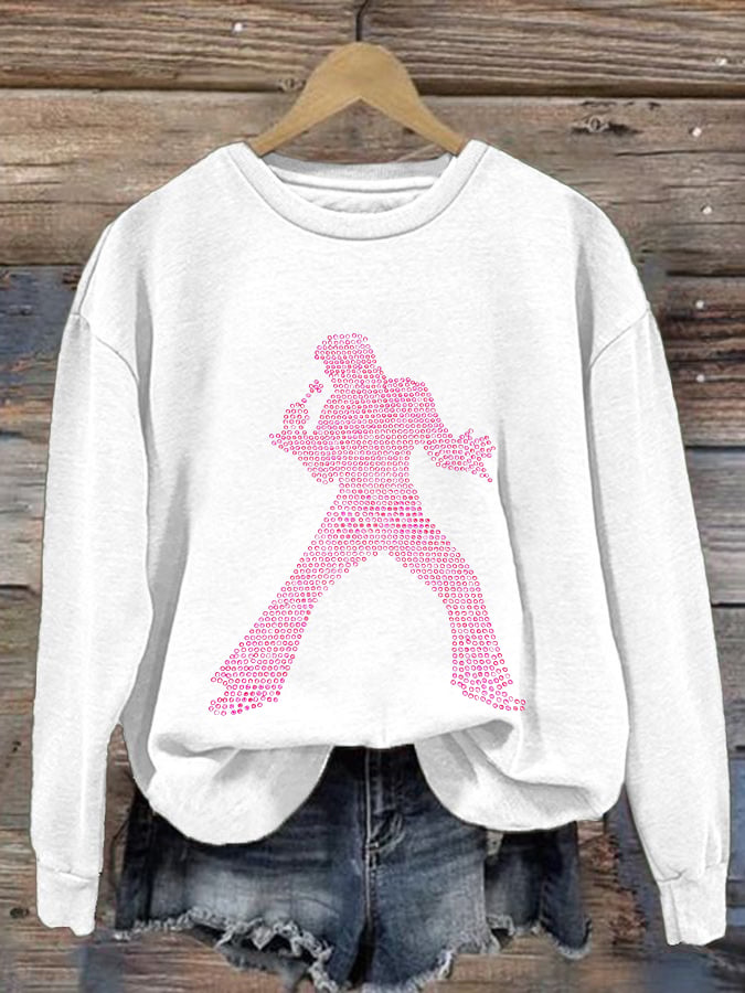 Women's Retro King Of Rock Roll Print Sweatshirt